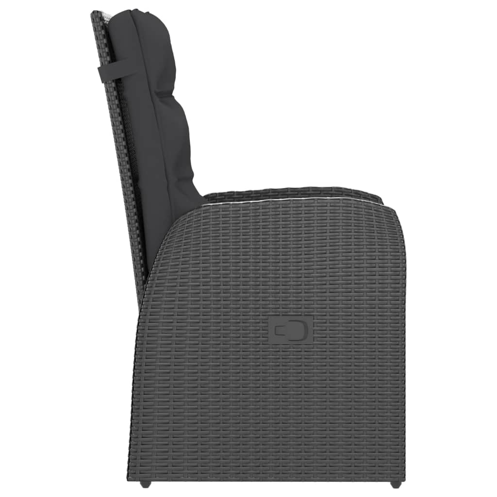 Σετ Τραπεζαρίας Εξ. Χώρου 7 τεμ. Μαύρο Συνθ. Ρατάν με Μαξιλάρια - PAKOBAZAAR