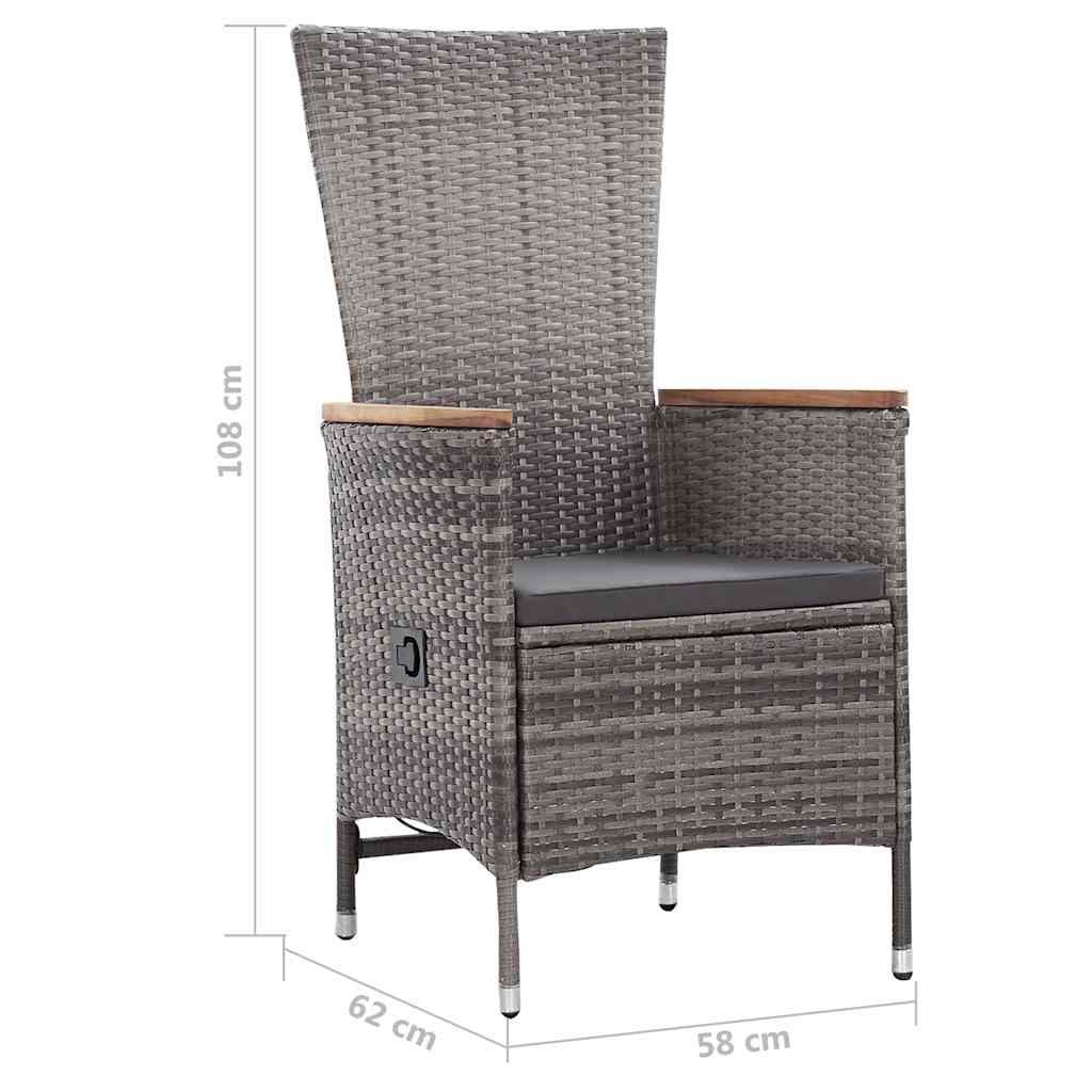 Σετ Τραπεζαρίας Εξ. Χώρου 5 τεμ. Γκρι Συνθ. Ρατάν με Μαξιλάρια