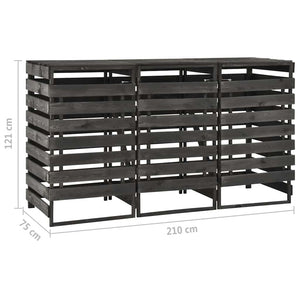 Πλαίσιο Τριπλό για Κάδους 210x75x121 εκ. Βαμμένο Μασίφ Πεύκο