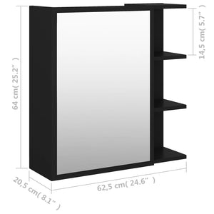 Καθρέφτης Μπάνιου Μαύρο 62,5 x 20,5 x 64 εκ. από Επεξ. Ξύλο