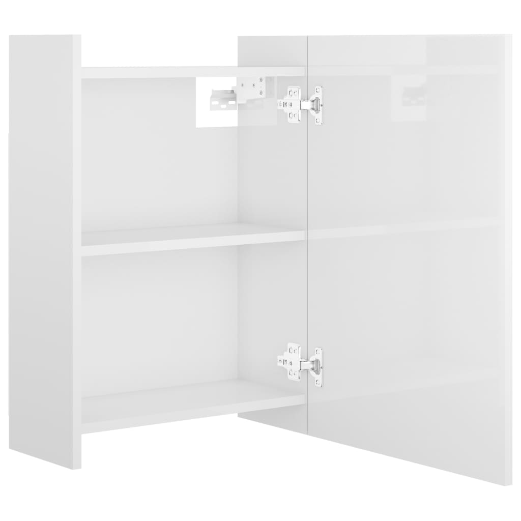Καθρέφτης Μπάνιου Γυαλιστερό Λευκό 62,5x20,5x64 εκ. Επεξ. Ξύλο
