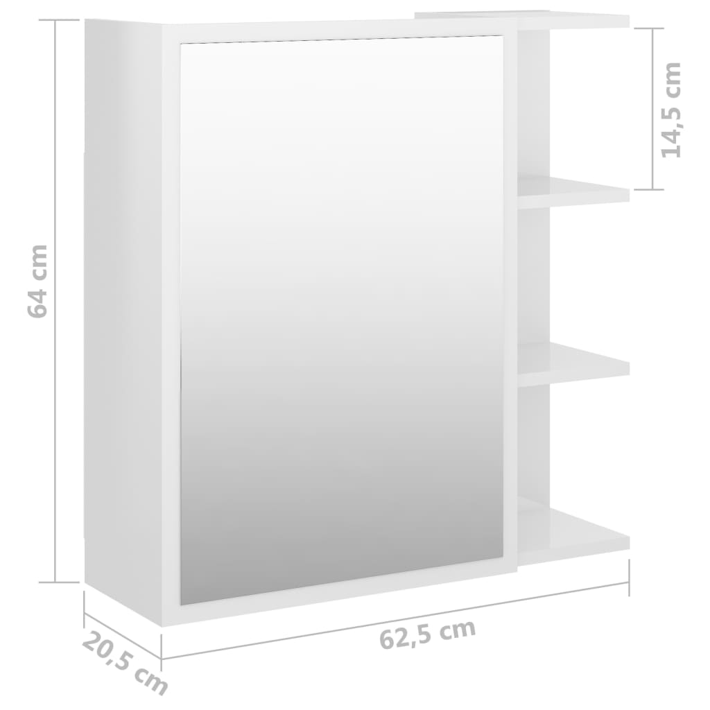 Καθρέφτης Μπάνιου Γυαλιστερό Λευκό 62,5x20,5x64 εκ. Επεξ. Ξύλο