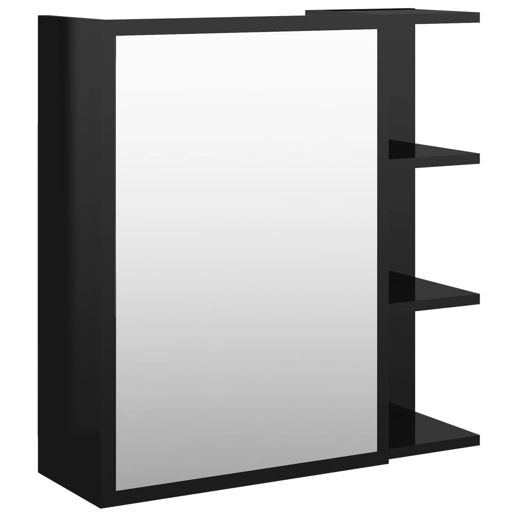 Καθρέφτης Μπάνιου Γυαλιστερό Μαύρο 62,5x20,5x64 εκ. Επεξ. Ξύλο