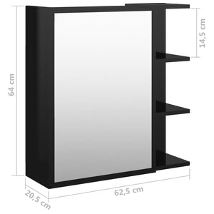 Καθρέφτης Μπάνιου Γυαλιστερό Μαύρο 62,5x20,5x64 εκ. Επεξ. Ξύλο