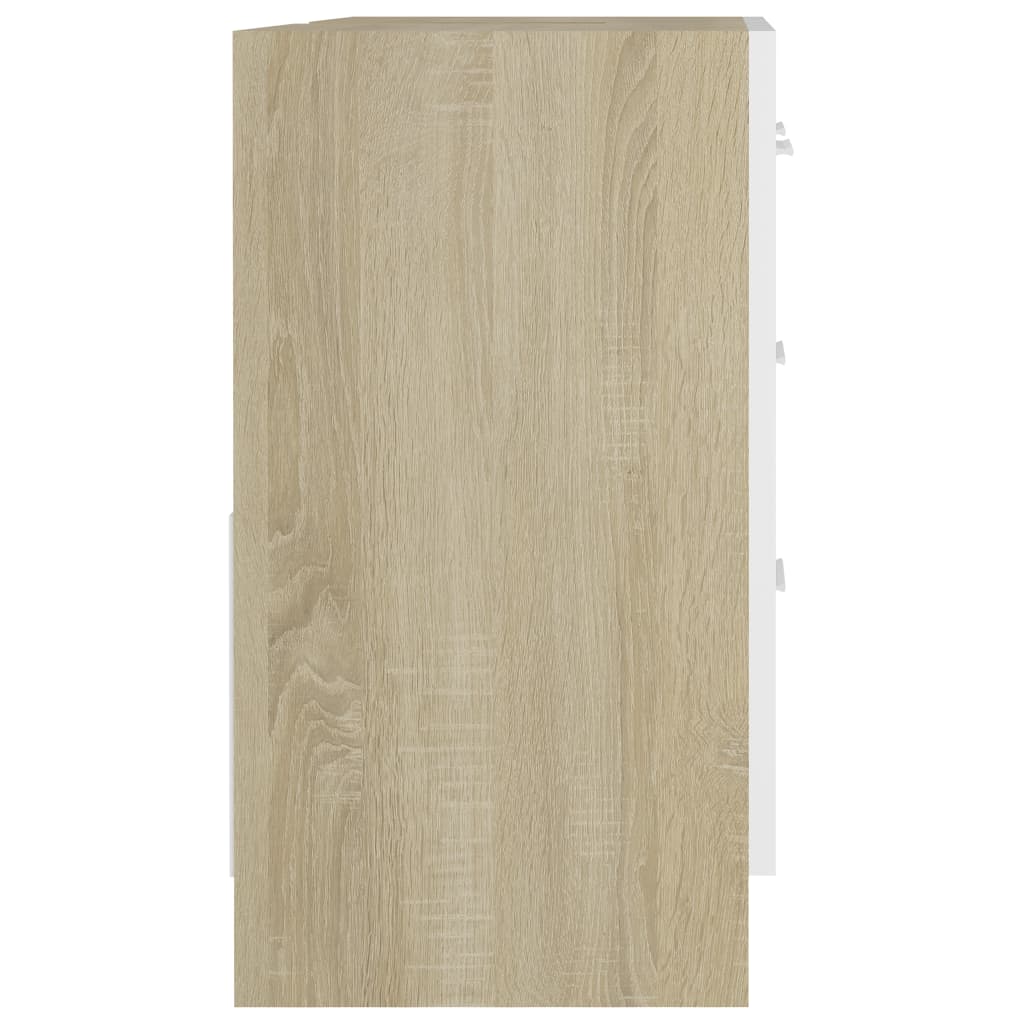 Ντουλάπι Νιπτήρα Λευκό / Sonoma Δρυς 63x30x54 εκ. Μοριοσανίδα