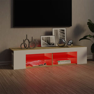 Έπιπλο Τηλεόρασης με LED Λευκό/Sonoma Δρυς 135x39x30 εκ.