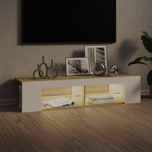 Έπιπλο Τηλεόρασης με LED Λευκό/Sonoma Δρυς 135x39x30 εκ.