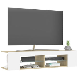 Έπιπλο Τηλεόρασης με LED Λευκό/Sonoma Δρυς 135x39x30 εκ.
