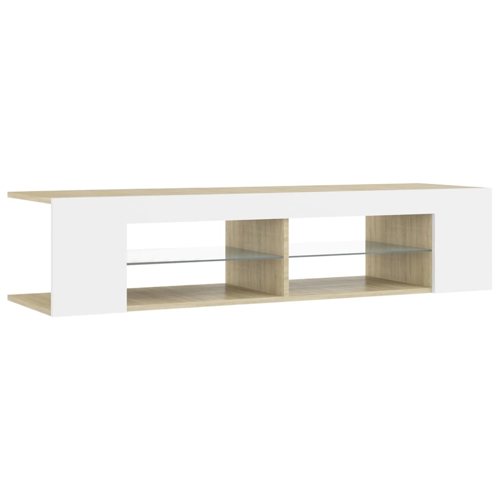 Έπιπλο Τηλεόρασης με LED Λευκό/Sonoma Δρυς 135x39x30 εκ.