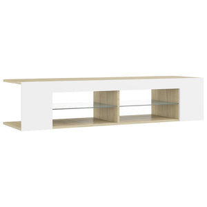 Έπιπλο Τηλεόρασης με LED Λευκό/Sonoma Δρυς 135x39x30 εκ.