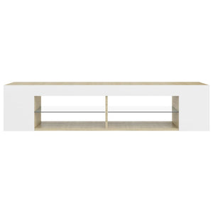 Έπιπλο Τηλεόρασης με LED Λευκό/Sonoma Δρυς 135x39x30 εκ.