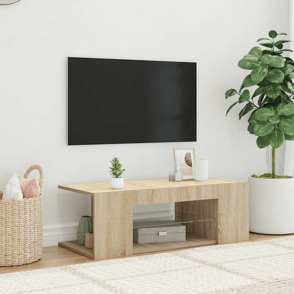 Έπιπλο Τηλεόρασης με LED Sonoma Δρυς 90x39x30 εκ. - Pakobazaar
