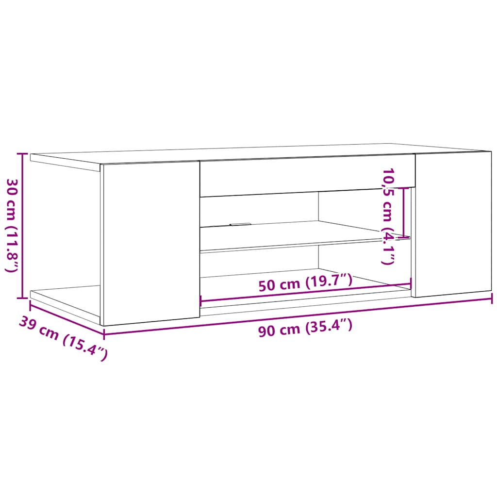 Έπιπλο Τηλεόρασης με LED Γκρι Σκυροδέματος 90x39x30 εκ. - Pakobazaar