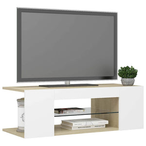 Έπιπλο Τηλεόρασης με LED Λευκό/Sonoma Δρυς 90x39x30 εκ. - Pakobazaar