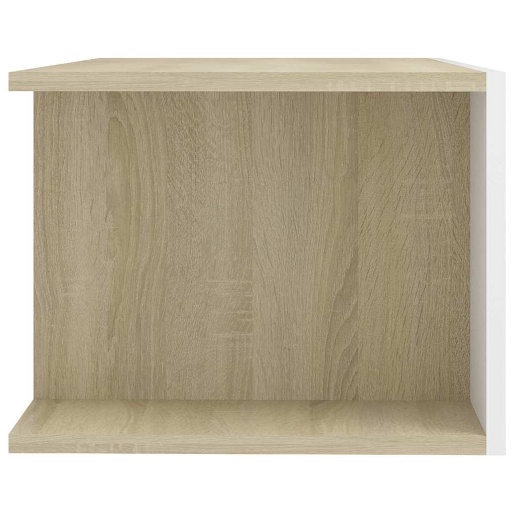 Έπιπλο Τηλεόρασης με LED Λευκό/Sonoma Δρυς 90x39x30 εκ. - Pakobazaar