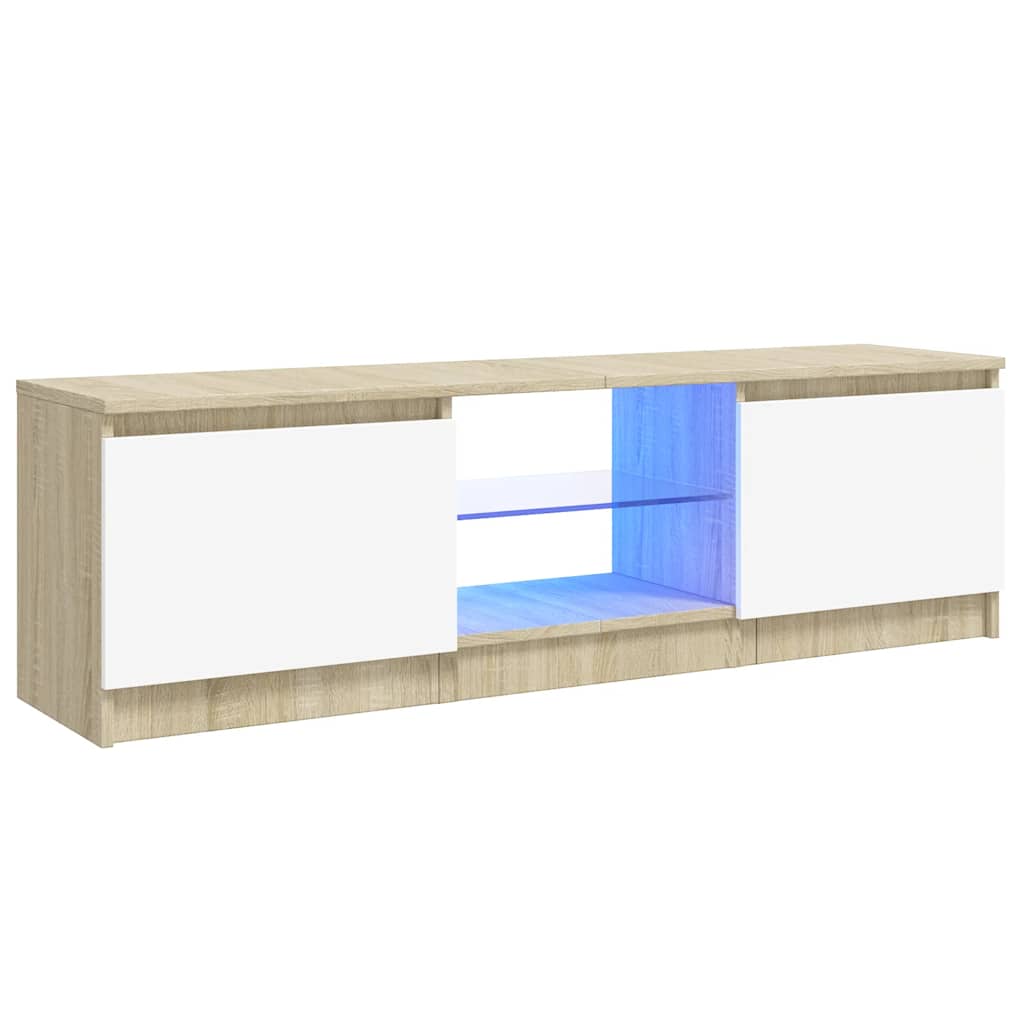 Έπιπλο Τηλεόρασης με LED Λευκό/Sonoma Δρυς 120 x 30 x 36 εκ.