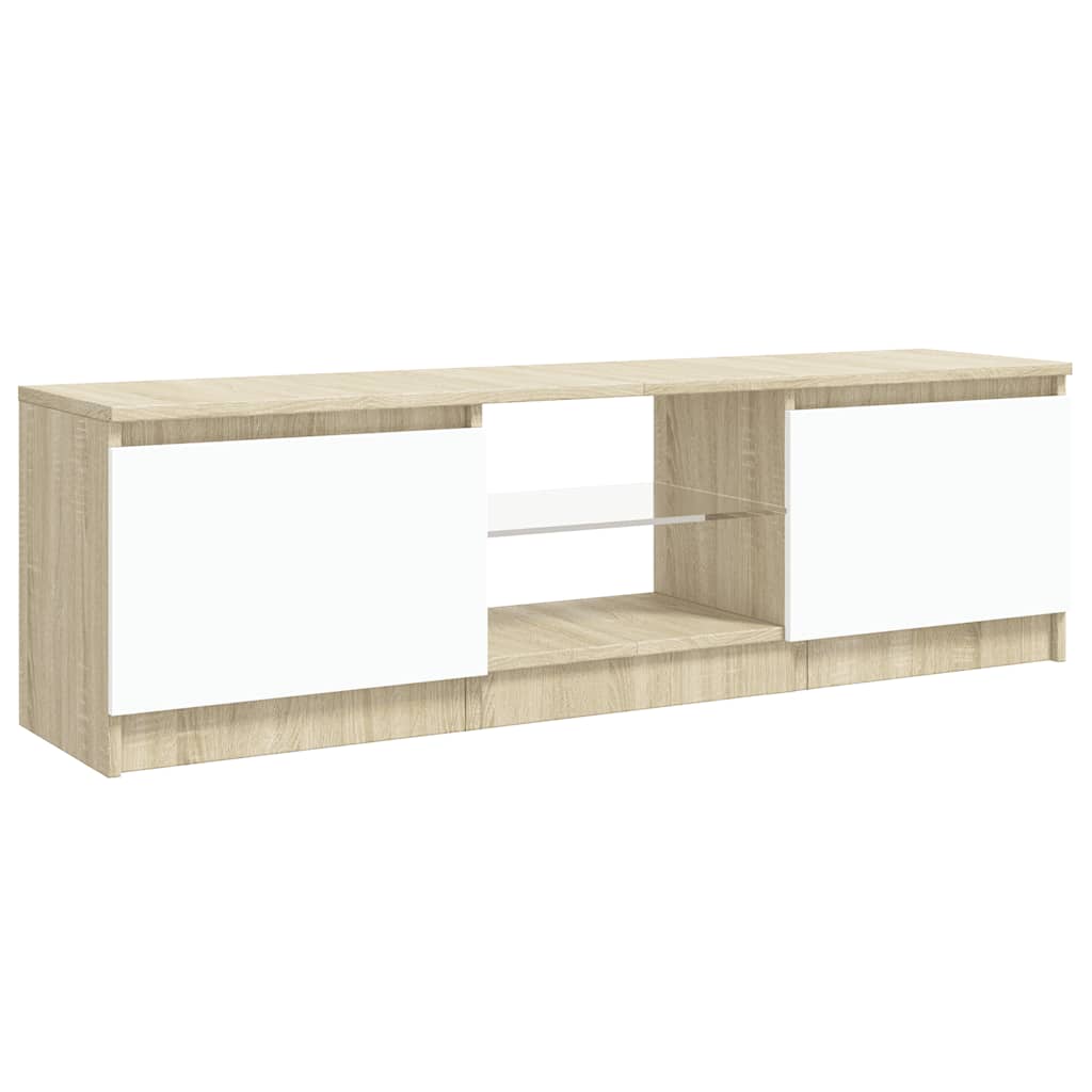 Έπιπλο Τηλεόρασης με LED Λευκό/Sonoma Δρυς 120 x 30 x 36 εκ.