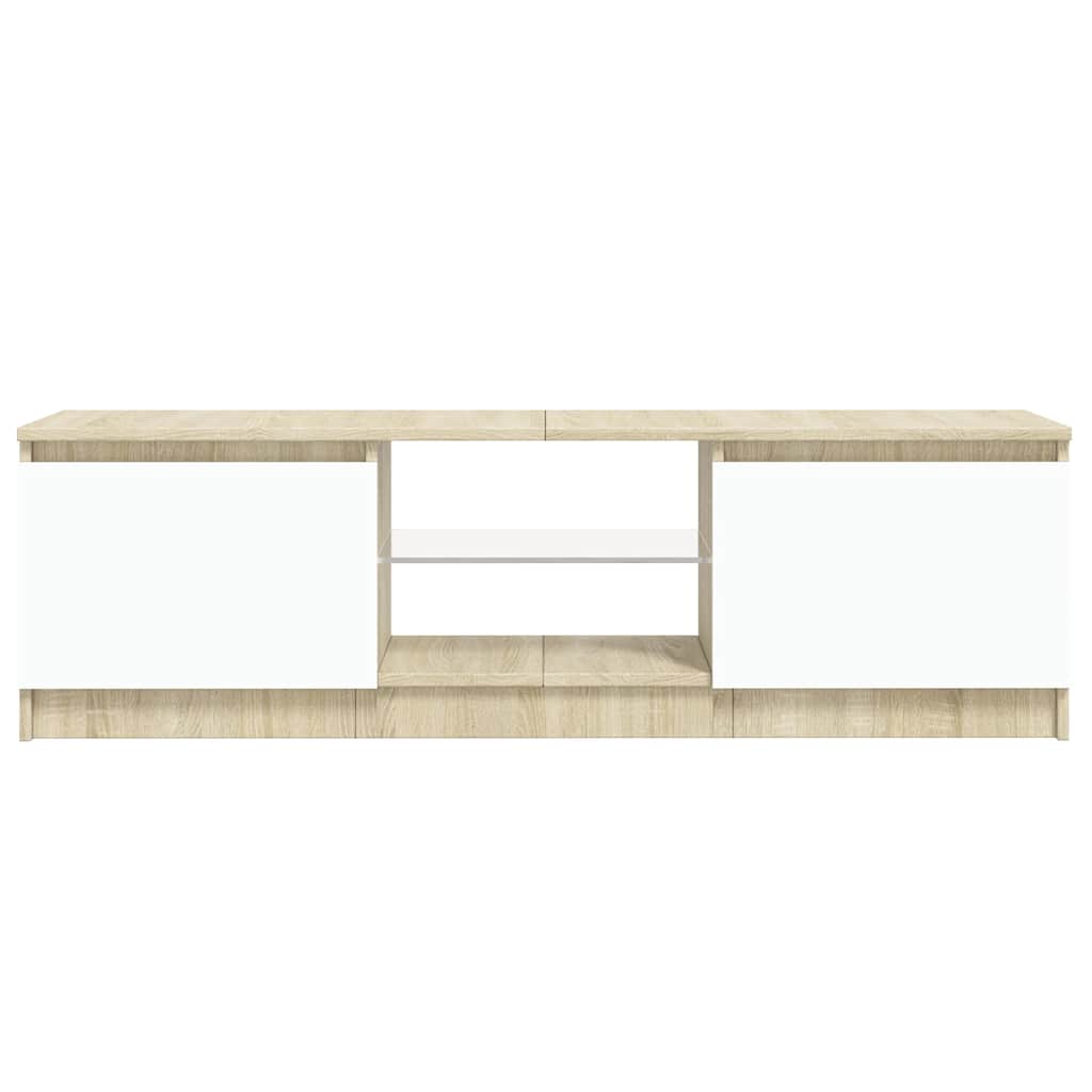 Έπιπλο Τηλεόρασης με LED Λευκό/Sonoma Δρυς 120 x 30 x 36 εκ.