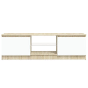 Έπιπλο Τηλεόρασης με LED Λευκό/Sonoma Δρυς 120 x 30 x 36 εκ.