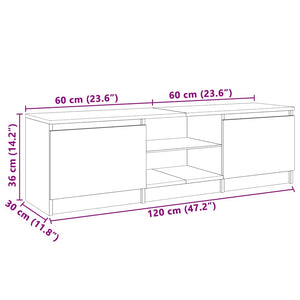 Έπιπλο Τηλεόρασης με LED Λευκό/Sonoma Δρυς 120 x 30 x 36 εκ.