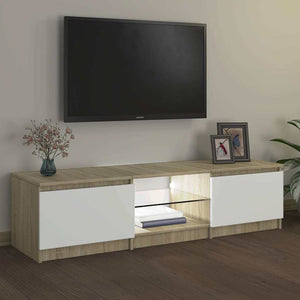 Έπιπλο Τηλεόρασης με LED Λευκό/Sonoma Δρυς 140x40x36 εκ. - Pakobazaar