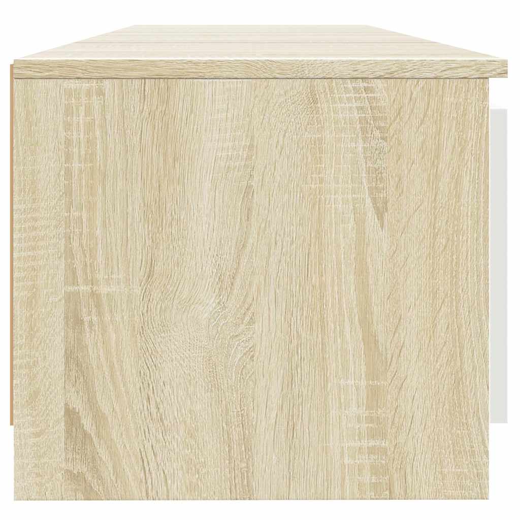 Έπιπλο Τηλεόρασης με LED Λευκό/Sonoma Δρυς 140x40x36 εκ. - Pakobazaar