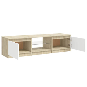 Έπιπλο Τηλεόρασης με LED Λευκό/Sonoma Δρυς 140x40x36 εκ. - Pakobazaar