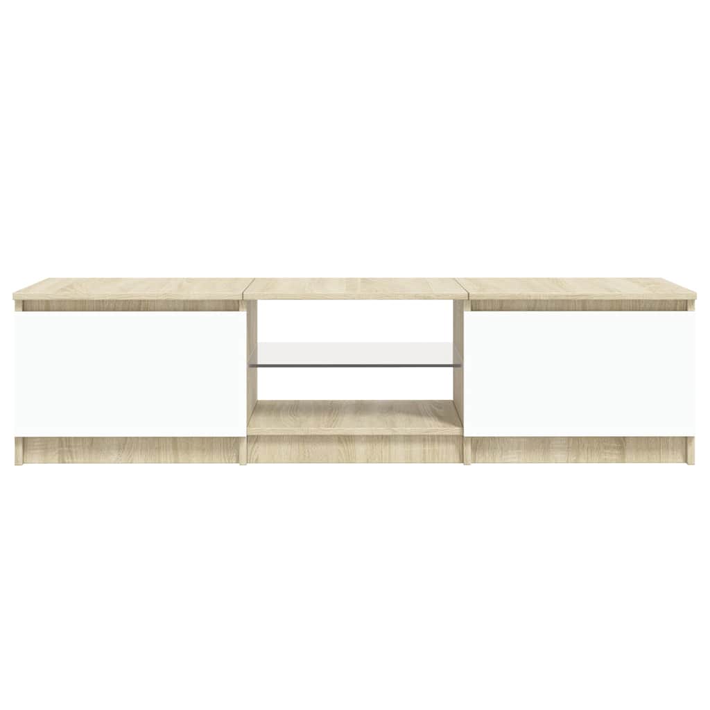 Έπιπλο Τηλεόρασης με LED Λευκό/Sonoma Δρυς 140x40x36 εκ. - Pakobazaar