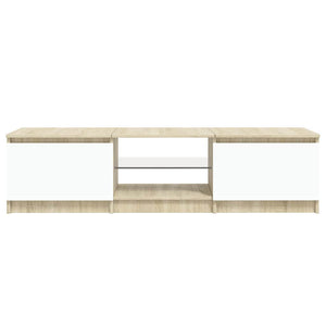 Έπιπλο Τηλεόρασης με LED Λευκό/Sonoma Δρυς 140x40x36 εκ. - Pakobazaar