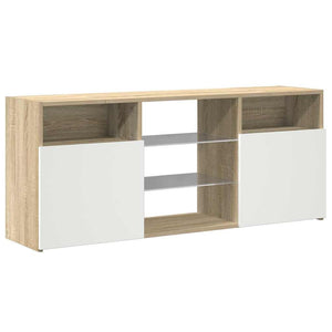 Έπιπλο Τηλεόρασης με LED Λευκό/Sonoma Δρυς 120x30x50 εκ. - Pakobazaar