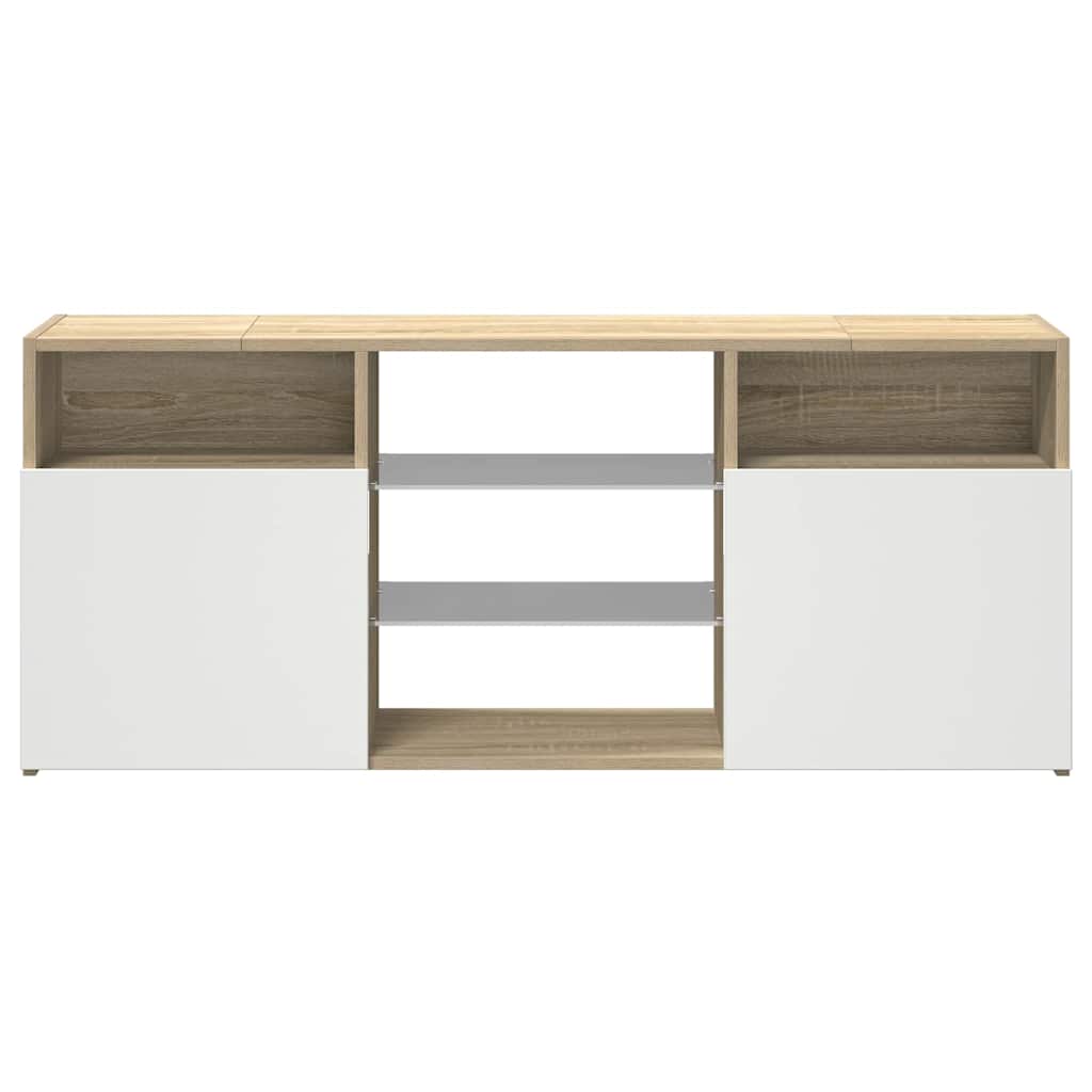 Έπιπλο Τηλεόρασης με LED Λευκό/Sonoma Δρυς 120x30x50 εκ. - Pakobazaar