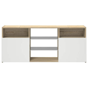 Έπιπλο Τηλεόρασης με LED Λευκό/Sonoma Δρυς 120x30x50 εκ. - Pakobazaar