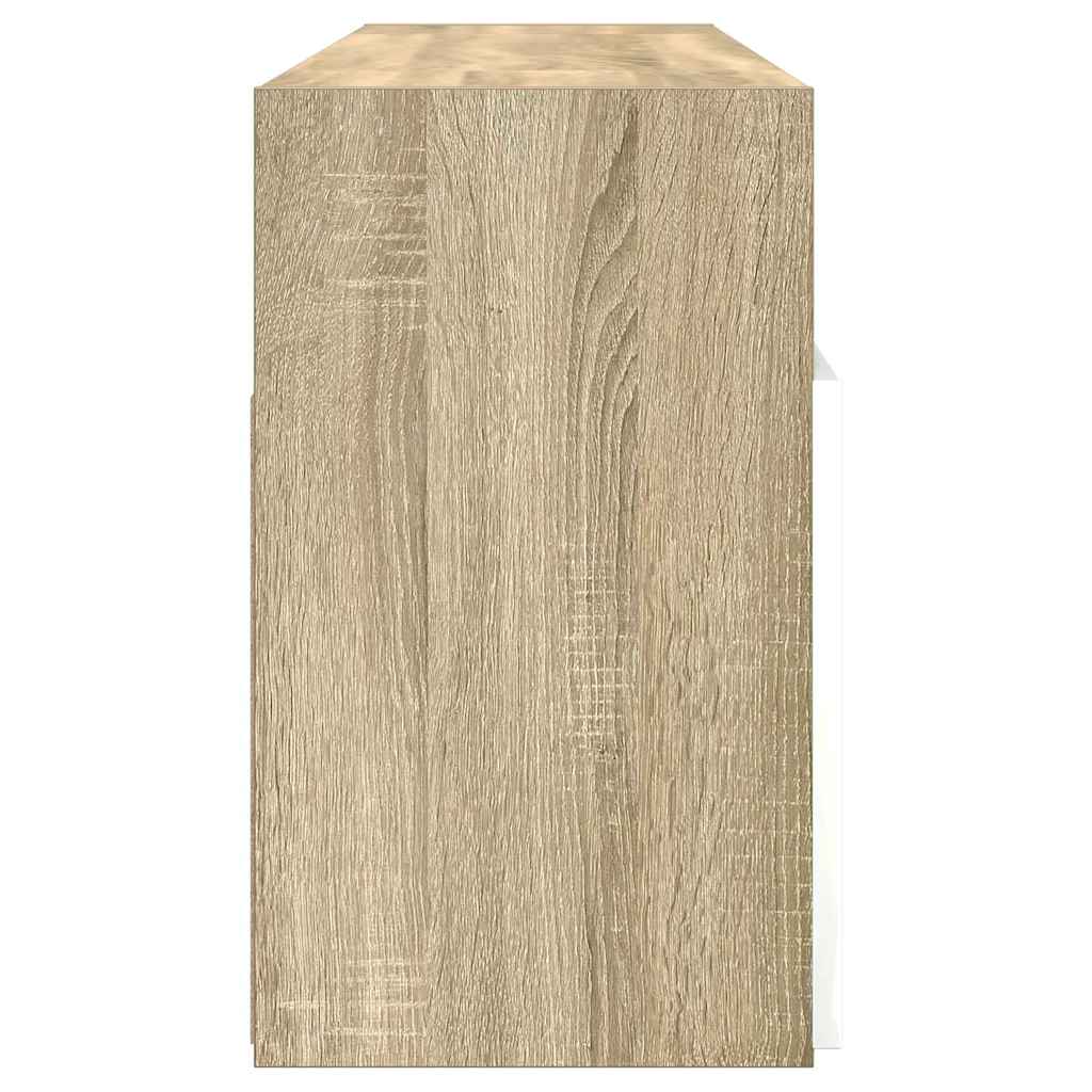 Έπιπλο Τηλεόρασης με LED Λευκό/Sonoma Δρυς 120x30x50 εκ. - Pakobazaar
