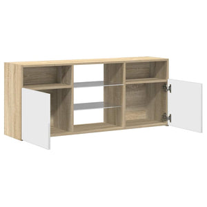 Έπιπλο Τηλεόρασης με LED Λευκό/Sonoma Δρυς 120x30x50 εκ. - Pakobazaar