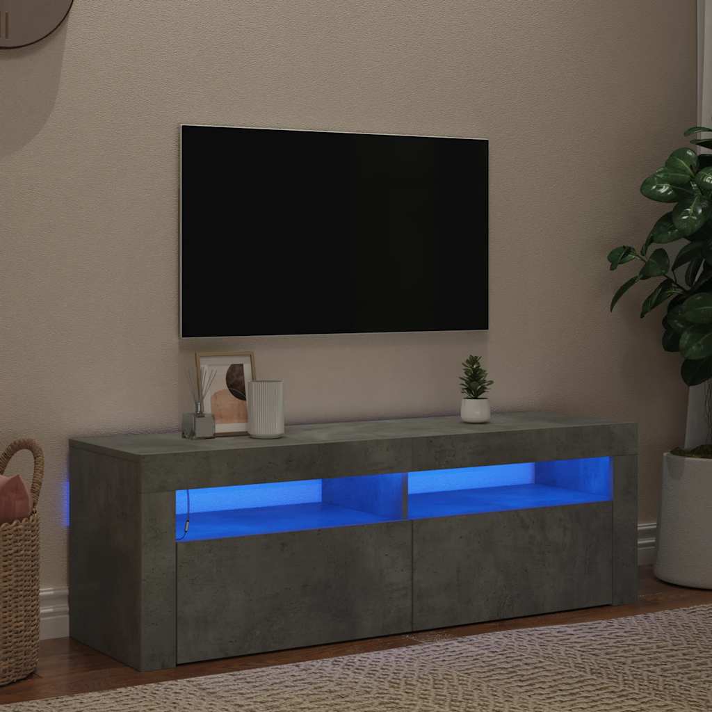 Έπιπλο Τηλεόρασης με LED Γκρι Σκυροδέματος 120 x 35 x 40 εκ. - Pakobazaar
