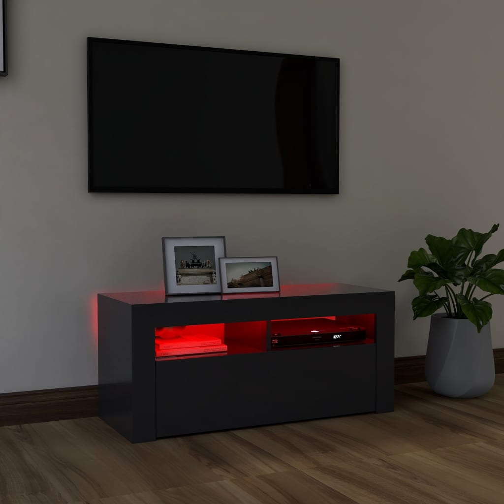 Έπιπλο Τηλεόρασης με LED Γκρι 90 x 35 x 40 εκ.