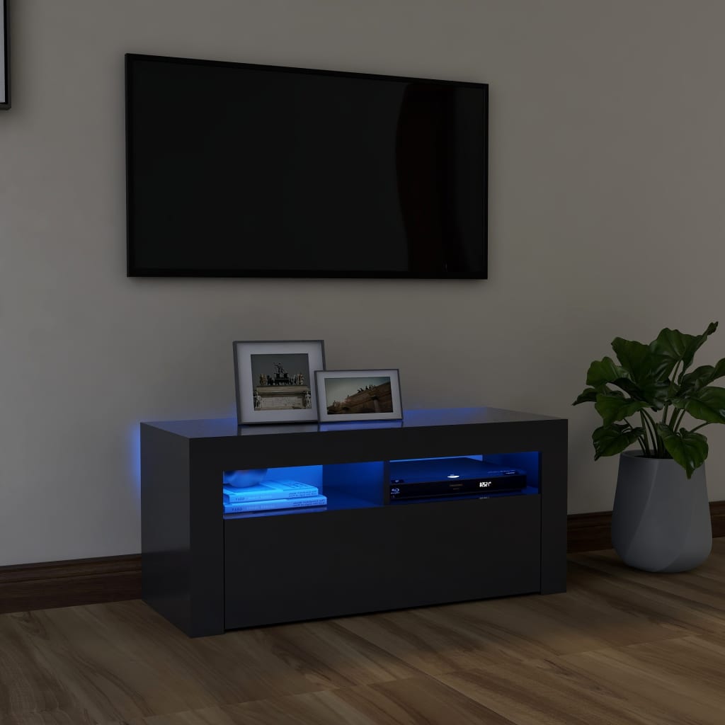 Έπιπλο Τηλεόρασης με LED Γκρι 90 x 35 x 40 εκ.