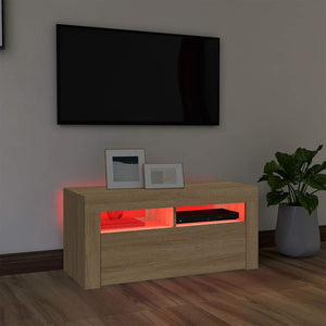 Έπιπλο Τηλεόρασης με LED Sonoma Δρυς 90x35x40 εκ. - Pakobazaar