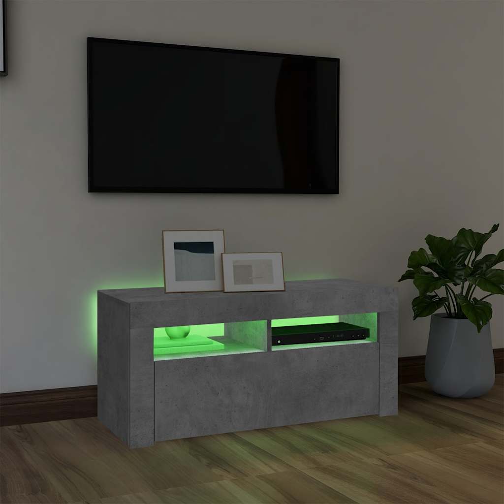 Έπιπλο Τηλεόρασης με LED Γκρι Σκυροδέματος 90 x 35 x 40 εκ. - Pakobazaar