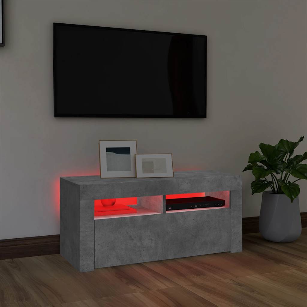 Έπιπλο Τηλεόρασης με LED Γκρι Σκυροδέματος 90 x 35 x 40 εκ. - Pakobazaar