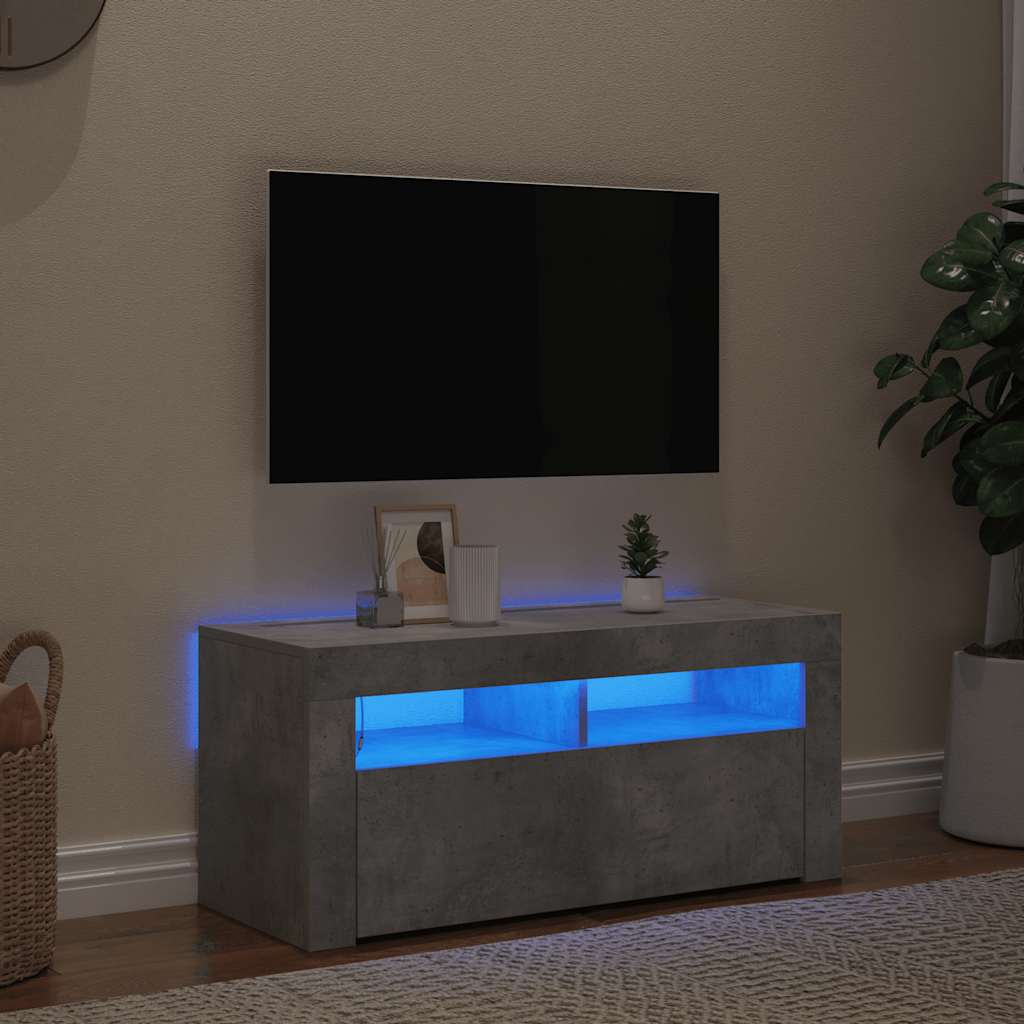 Έπιπλο Τηλεόρασης με LED Γκρι Σκυροδέματος 90 x 35 x 40 εκ. - Pakobazaar