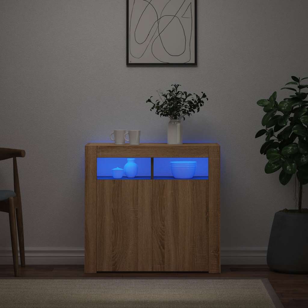 Ντουλάπι με LED Sonoma Δρυς 80 x 35 x 75 εκ. - Pakobazaar