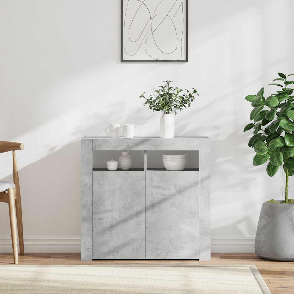 Ντουλάπι με LED Γκρι Σκυροδέματος 80 x 35 x 75 εκ. - Pakobazaar