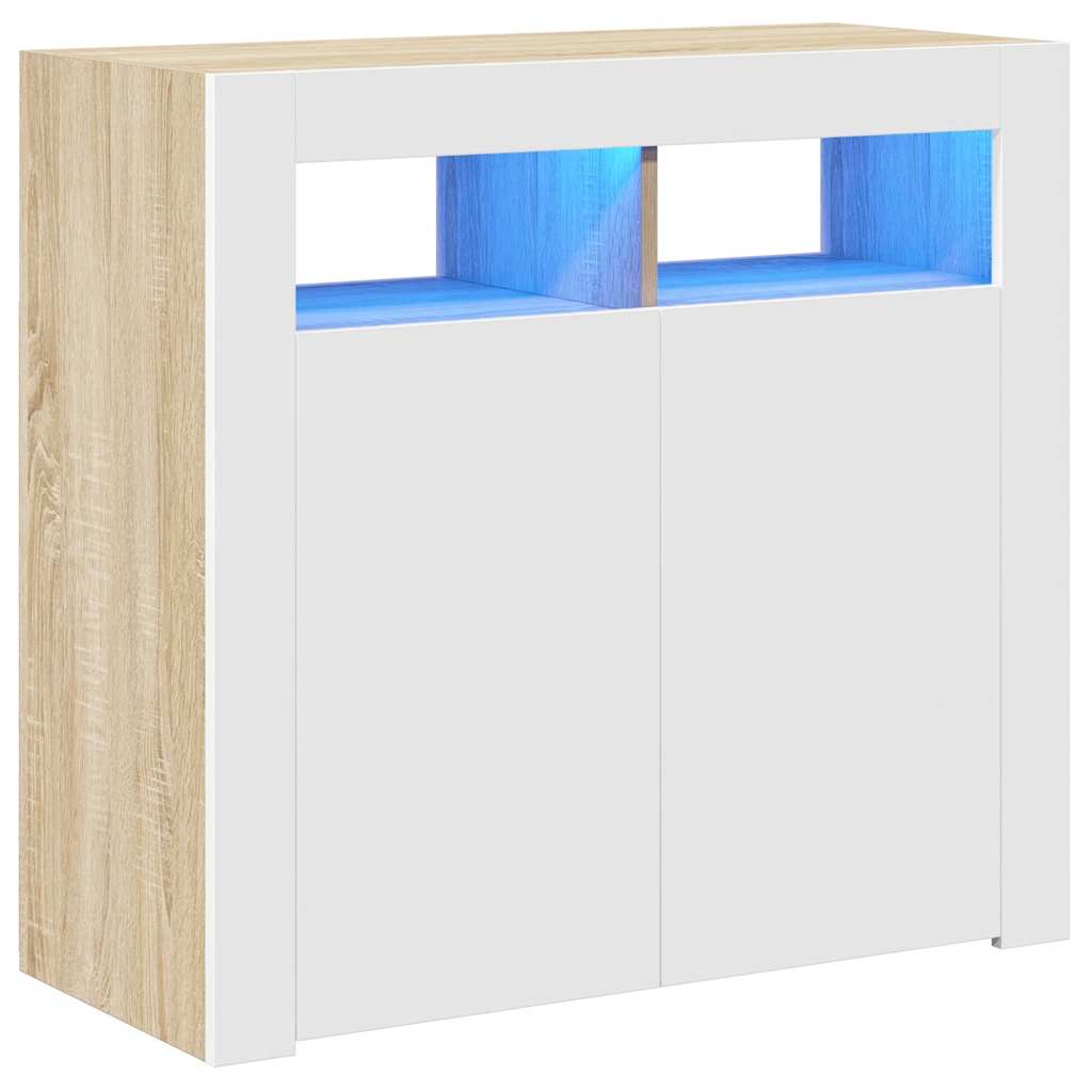 Ντουλάπι με LED Λευκό/Sonoma Δρυς 80 x 35 x 75 εκ.