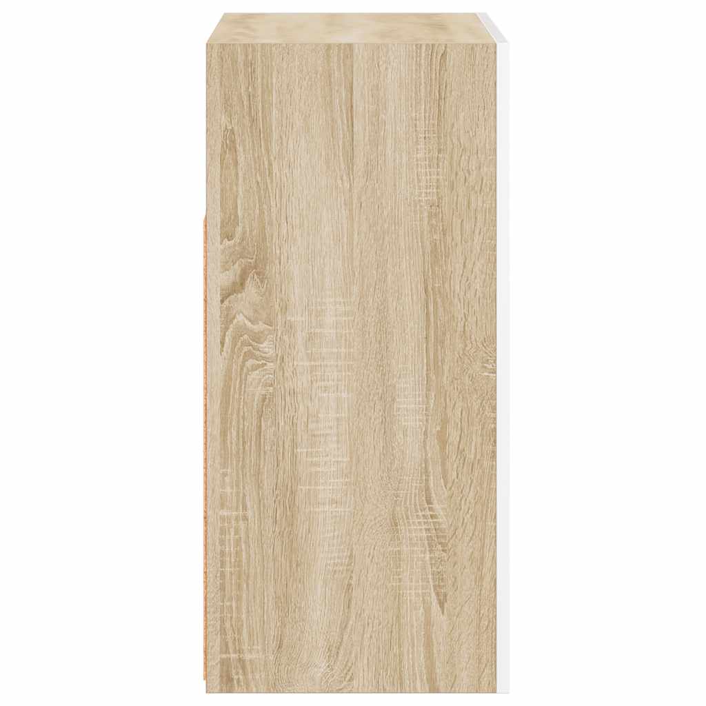 Ντουλάπι με LED Λευκό/Sonoma Δρυς 80 x 35 x 75 εκ.