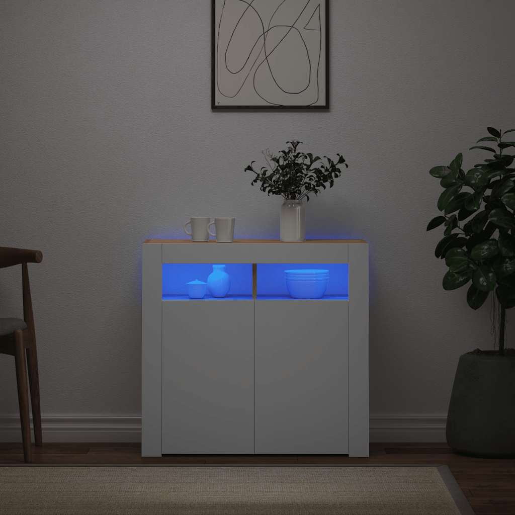 Ντουλάπι με LED Λευκό/Sonoma Δρυς 80 x 35 x 75 εκ.