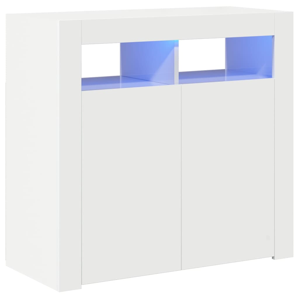 Ντουλάπι με LED Γυαλιστερό Λευκό 80 x 35 x 75 εκ.