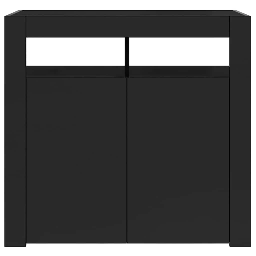 Ντουλάπι με LED Γυαλιστερό Μαύρο 80 x 35 x 75 εκ. - Pakobazaar