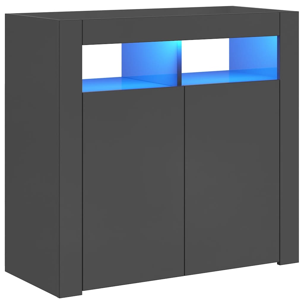 Ντουλάπι με LED Γυαλιστερό Γκρι 80 x 35 x 75 εκ.