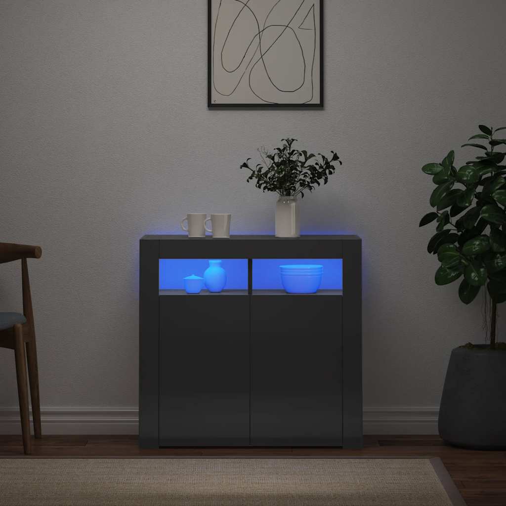 Ντουλάπι με LED Γυαλιστερό Γκρι 80 x 35 x 75 εκ.